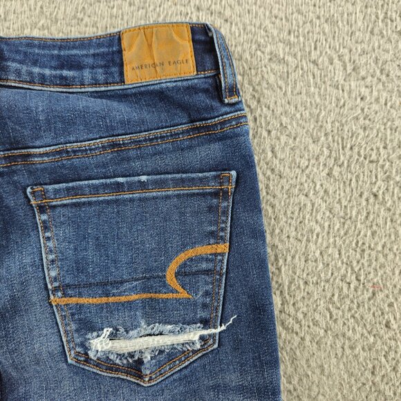 American Eagle Jeans Womens 2 Blue Highest Rise Jegging Distressed Super Stretch - Picture 16 of 16